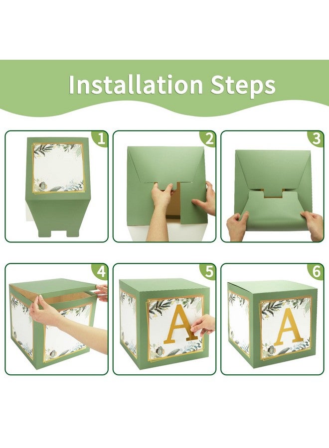RUBFAC Sage Green Baby Boxes With Letters For Baby Shower 4Pcs Safari Baby Shower Decorations For Boy Girl Balloon Boxes Gender Reveal Baby Shower Birthday Party Favors - Image 4