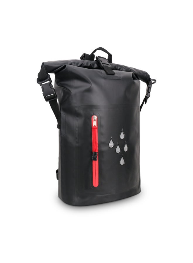 Generic Spot Reflective Strip Waterproof Bag Waterproof Backpack Sports Storage Bag PVC Outdoor Waterproof Bag-Color:Black-Capacity:25L  - Image 1