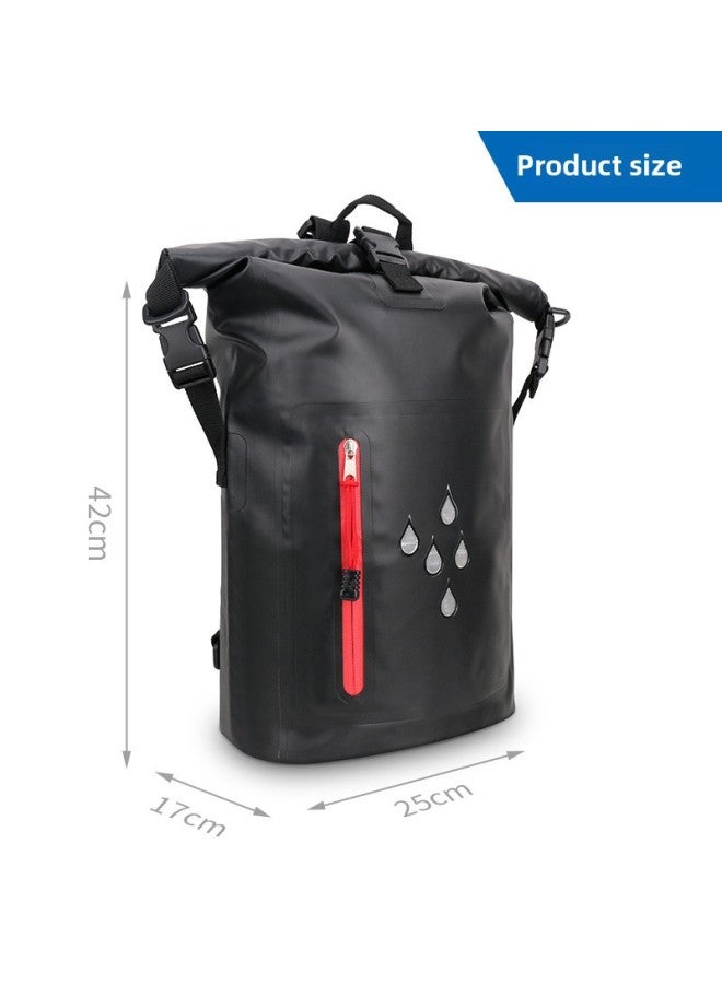 Generic Spot Reflective Strip Waterproof Bag Waterproof Backpack Sports Storage Bag PVC Outdoor Waterproof Bag-Color:Black-Capacity:25L  - Image 3