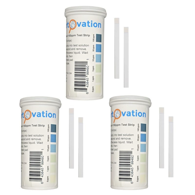 Bartovation Hydrogen Peroxide H2O2 0-100 ppm Test Strip Kit, Low Level [3 Bottles of 100 Strips Each] - Image 1