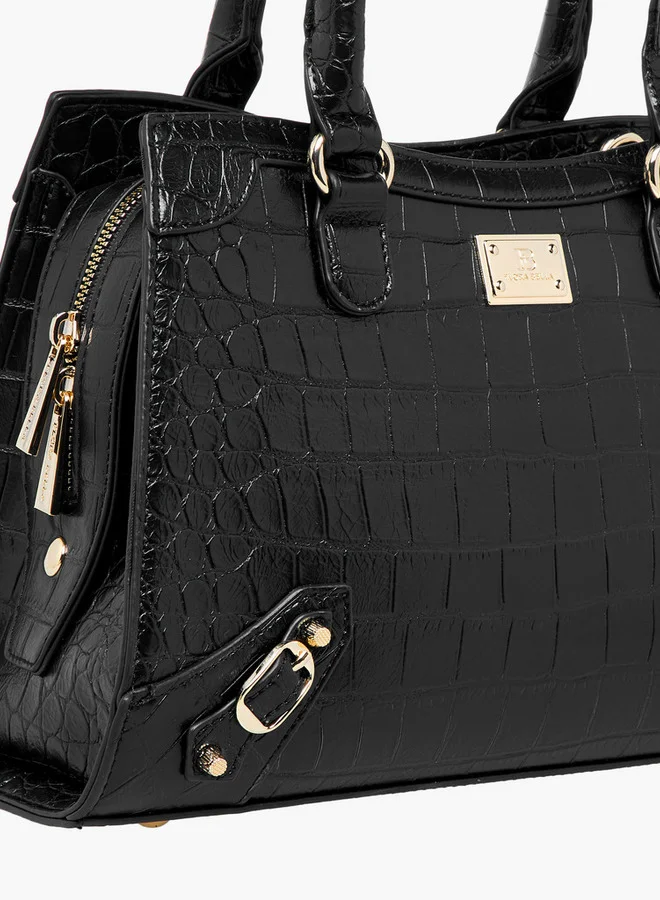 Flora Bella By Shoexpress Textured Tote Bag with Detachable Strap and Zip Closure