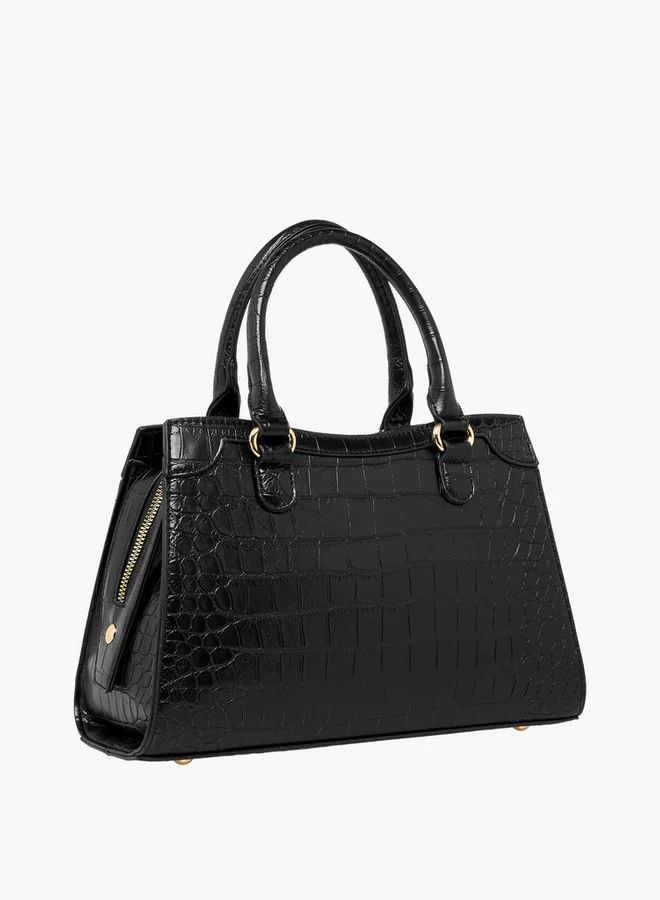 Flora Bella By Shoexpress Textured Tote Bag with Detachable Strap and Zip Closure