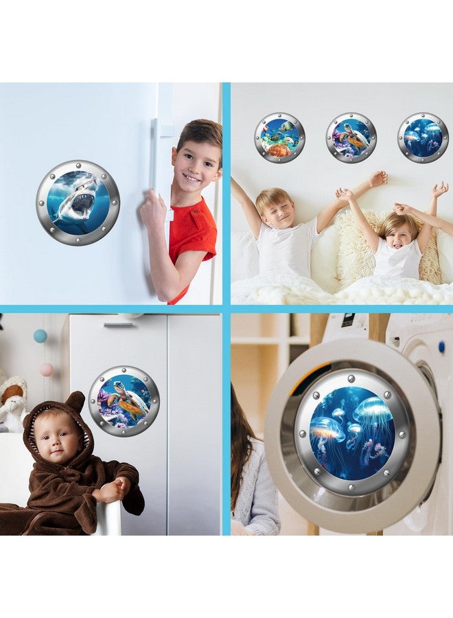 Robmoda 3D Ocean Animals World Wall Stickers Glow in The Dark, 4 Pcs Sharks Turtles Jellyfishs Removable Decals for Kids, Vinyl Stickers for Ceiling (Blue) - Image 5