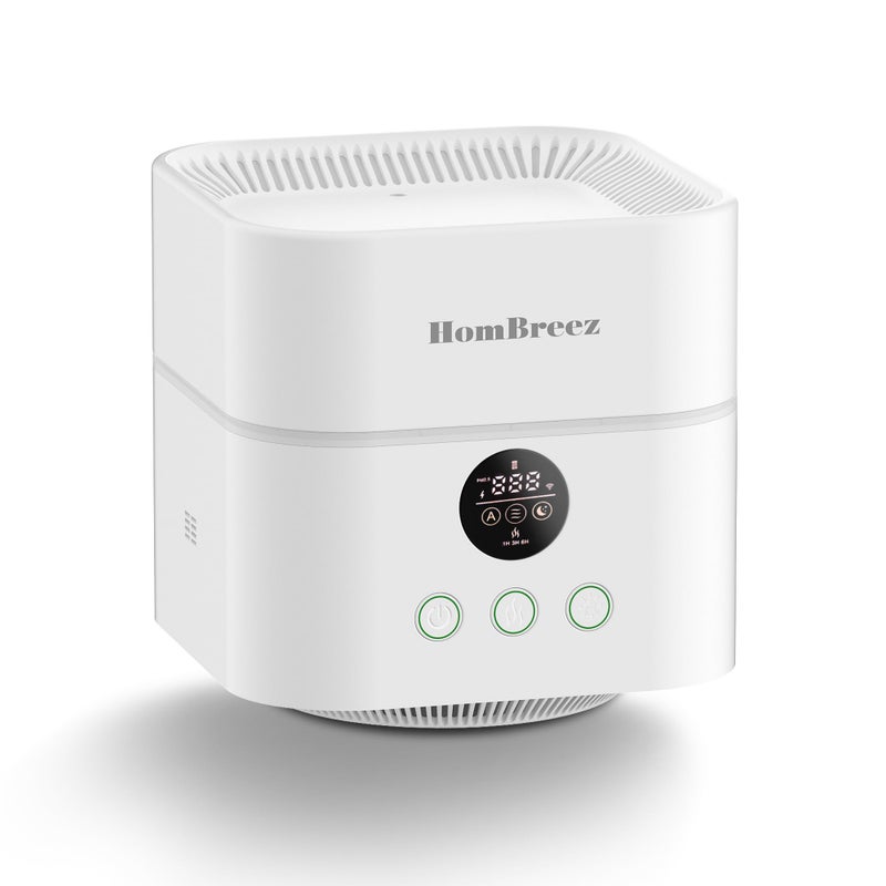 HomBreez جهاز تنقية الهواء وترطيب الهواء من هومبريز للغرف، يغطي حتى 200 قدم مربع، فلتر HEPA حقيقي H13، خزان ماء سعة 400 مل، موزع زيت أساسي هادئ ورطب، مناسب للغرف الأطفال والحيوانات الأليفة، أبيض - Image 1