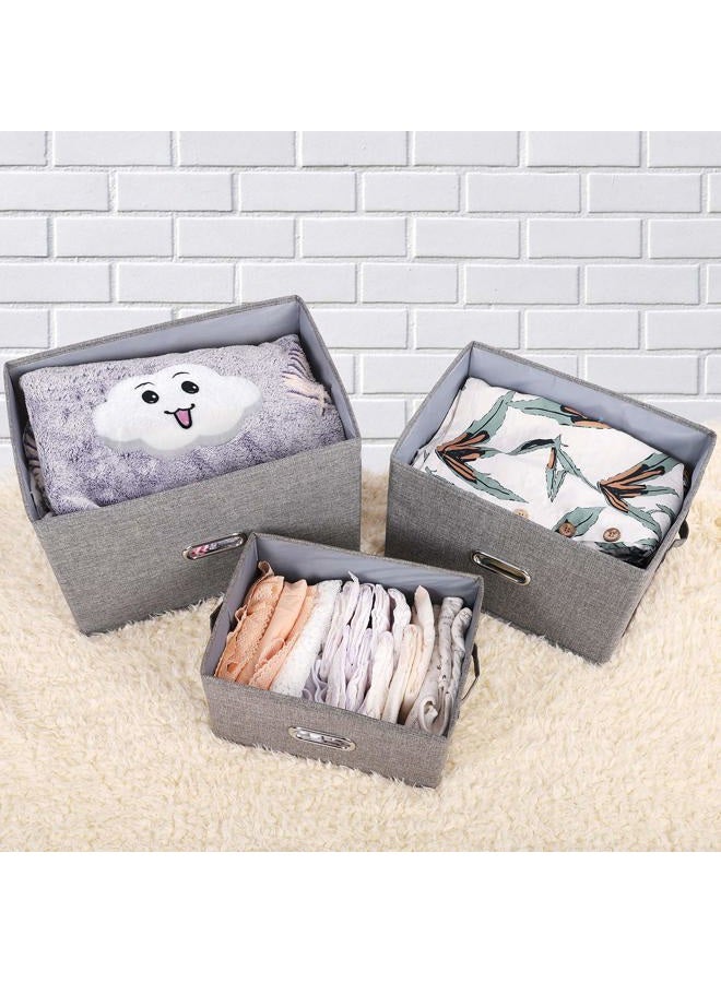 Valease Large Linen Fabric Foldable Storage Bins with Removable Lid and Handles, Washable Storage Box Organizer Containers Baskets Cube with Cover for Bedroom,Office(Black, Medium) - Image 4