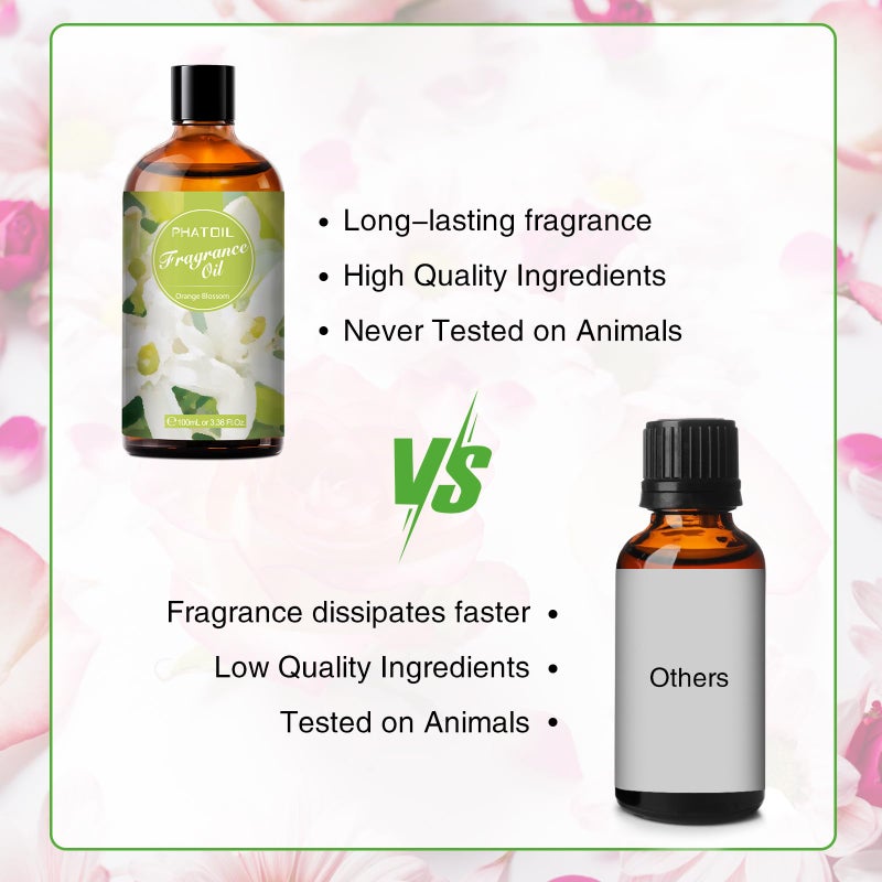 PHATOIL 3.38FL.OZ Orange Blossom Fragrance Oils for Aromatherapy, Essential Oils for Diffusers for Home, Perfect for Diffuser, DIY Candle and Soap Making, DIY Scented Products - 100ml - Image 5