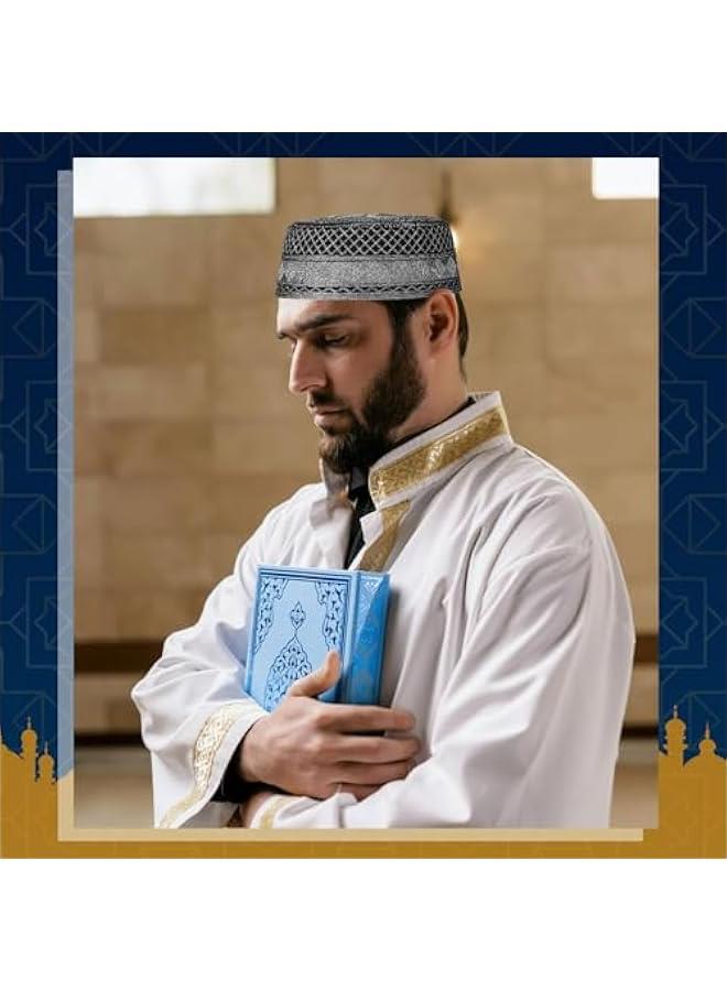 6 Pcs Eid Muslim Prayer Kufi Hat for Men Prayer Headwear Cap Islamic Beanie Skull Cap Embroidery Kofia Topi - Image 3