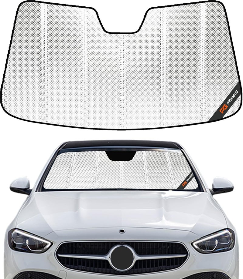Pigenius Windshield Sun Shade for Mercedes-Benz C-Class Sedan/Convertible/Coupe 2022-2025. Reflective Aluminum Film Front Window Sunshade - BLAZBLOCK - Image 1