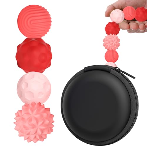 BUSOHA Silicone Fidget Balls 4 Pack Silicone Stress Relief Balls Stone for Adults Sensory Travel Toys for CalmingStressAutism and ADHDGifts for Adults Teens Red - Image 1