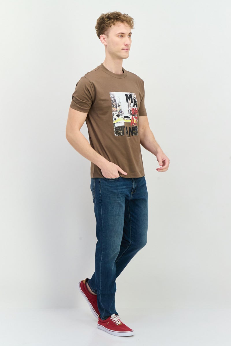 Sorbino Men Crew Neck Short Sleeves Graphic Print T-Shirt, Brown - Image 4