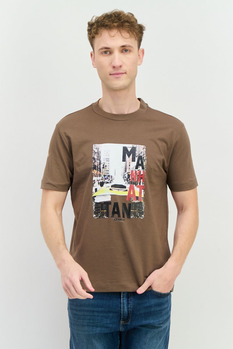 Sorbino Men Crew Neck Short Sleeves Graphic Print T-Shirt, Brown - Image 1