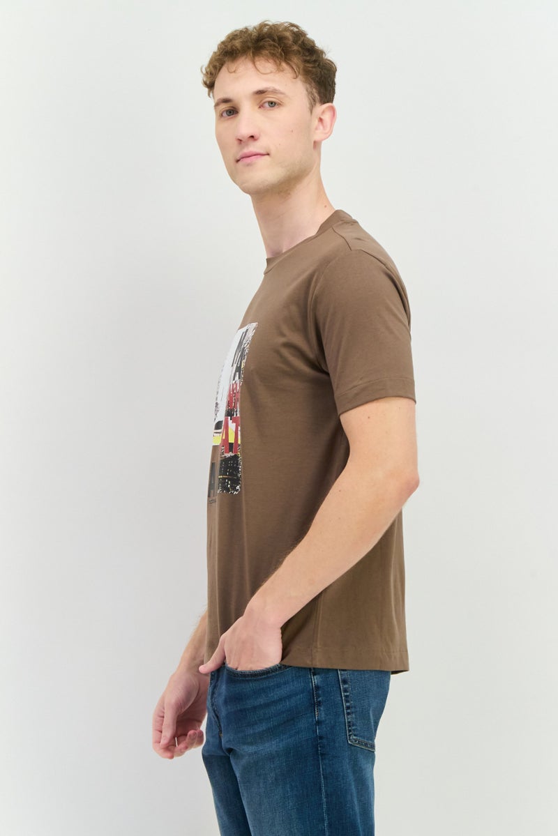 Sorbino Men Crew Neck Short Sleeves Graphic Print T-Shirt, Brown - Image 2