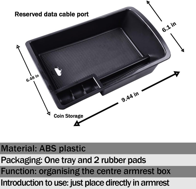 TACOBRO Center Console Organizer Tray Compatible with Genesis GV80 2021 2022 2023 2024 Accessories, Secondary Storage Armrest Glove Box - Black Trim (Not Fit 2025) - Image 4