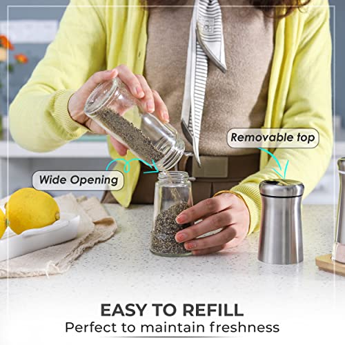 Kitchen & Go Pepper Shaker or Salt Shaker with Adjustable Pour Holes - Elegant Stainless Steel Spice Dispenser - Perfect for Himalayan, Table Salt, White and Black Pepper (Pepper Shaker) - Image 4