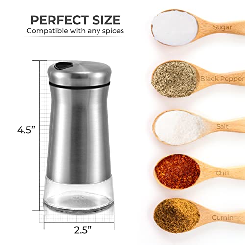 Kitchen & Go Pepper Shaker or Salt Shaker with Adjustable Pour Holes - Elegant Stainless Steel Spice Dispenser - Perfect for Himalayan, Table Salt, White and Black Pepper (Pepper Shaker) - Image 5