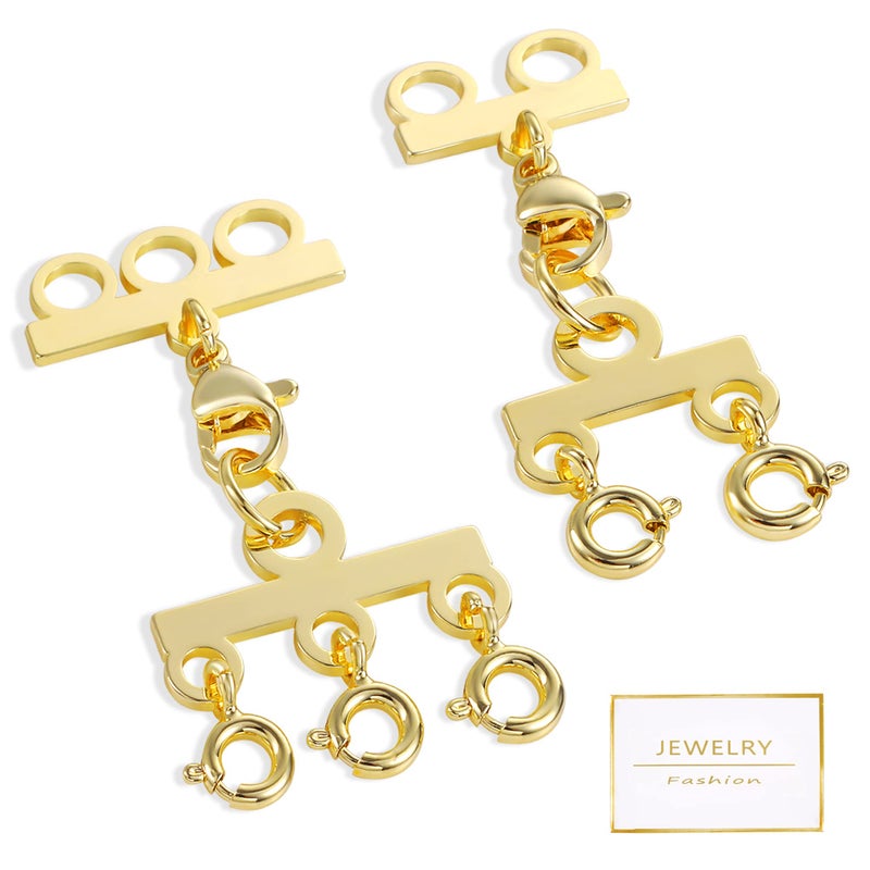 Necklace Layering Clasps 14K Gold Necklace Separator for Layering Connectors for Multiple Necklaces2 PCS