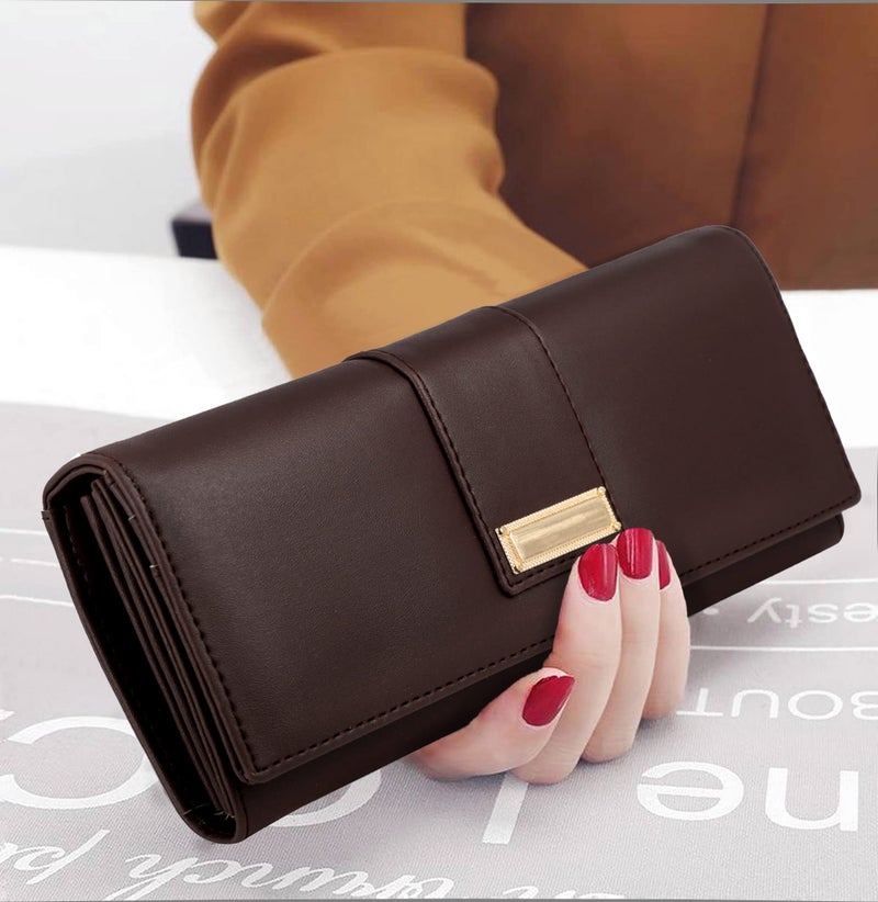ALSU Women's Hand Wallet Purse Clutch | Phone Pocket | Coin Compartment | Credit Card Slots| Zipper Pocket| Office use| Casual use| Faux Leather (Brown) - Image 3