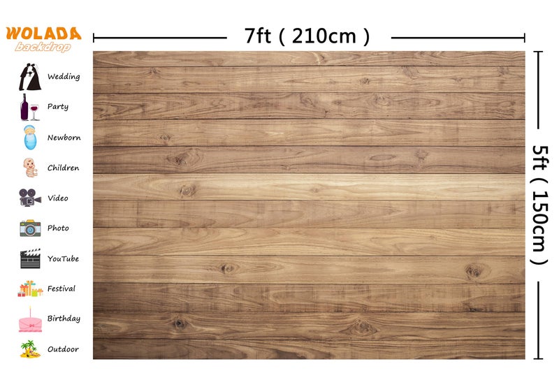 WOLADA Natural Light Brown Wood Plank Photography Backdrop Realistic Wooden Texture Photo Background for Portrait Product, Studio DIY Projects 7x5FT 11789 - Image 3