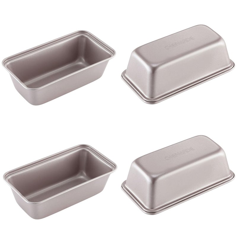 CHEFMADE NonStick Carbon Steel Mini Loaf Pans for Baking Bread Small Loaf Pans for Baking 6 Inch Rectangular Mini Meatloaf Pan Cake Pans Bakeware for Oven Homemade Bread Set of 4