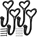 ZEYU 4Pcs Decorative Heart Wall Hooks, Cast Iron Love Heart Shape Hooks for Hanging Coats, Key Coat Hanger Home Decor, - Image 2