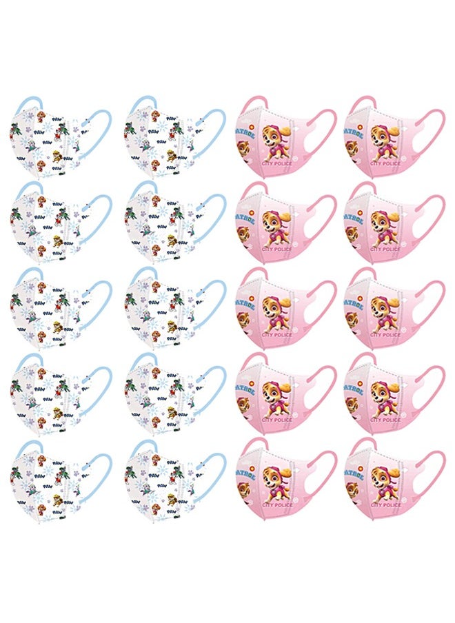 Beyond 20 Pcs Paw Patrol Cartoon Masks Set, Dust Proof Sun Protection Fabric Face Covering (Blue+Pink)  - Image 1