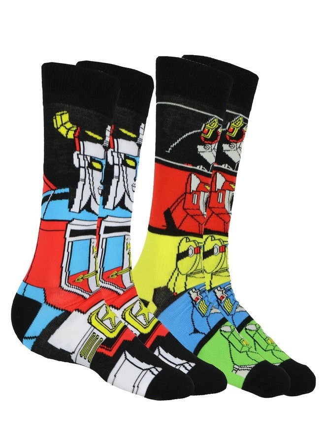 HYP Voltron Socks Men's Legendary Defender Robot Lions Mechs Adult Mid-Calf Classic Fit Crew Socks 2 Pairs (Fits Shoe Size 6-10) - Image 1