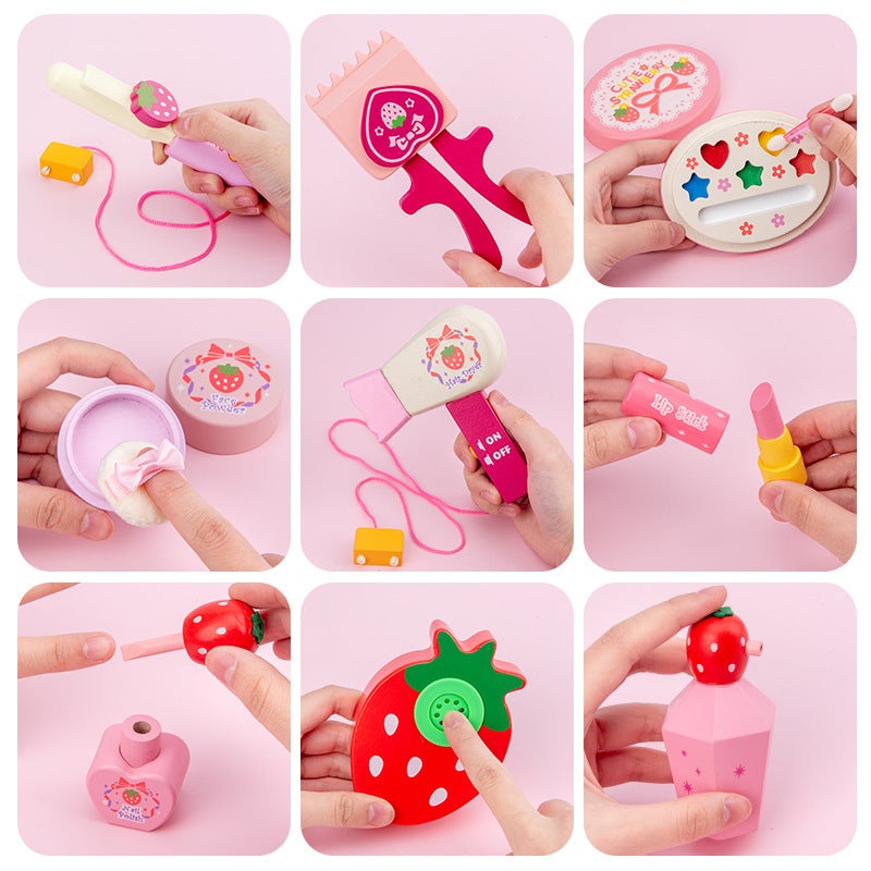 Wooden Dressing Table For Family Crown Princess Dressing Table For Girls Children Wooden Jewelry Toy Set - Image 4