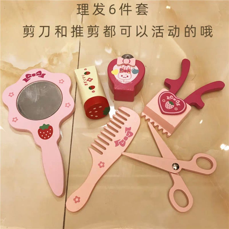 Wooden Dressing Table For Family Crown Princess Dressing Table For Girls Children Wooden Jewelry Toy Set - Image 1