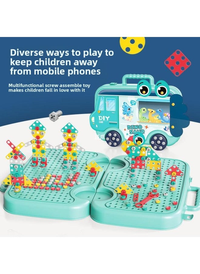 Children's Screw Puzzle Toy Nut Combination Screw Removal Simulation Electric Baby Repair Toolbox Toy-Color:3-in-1 Suitcase + Electric Drill [hack-a-mole + Pulling Radish + Tightening Screws]  - Image 4