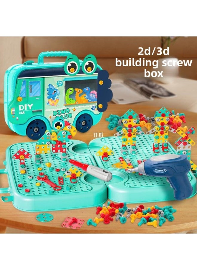 Children's Screw Puzzle Toy Nut Combination Screw Removal Simulation Electric Baby Repair Toolbox Toy-Color:3-in-1 Suitcase + Electric Drill [hack-a-mole + Pulling Radish + Tightening Screws]  - Image 2