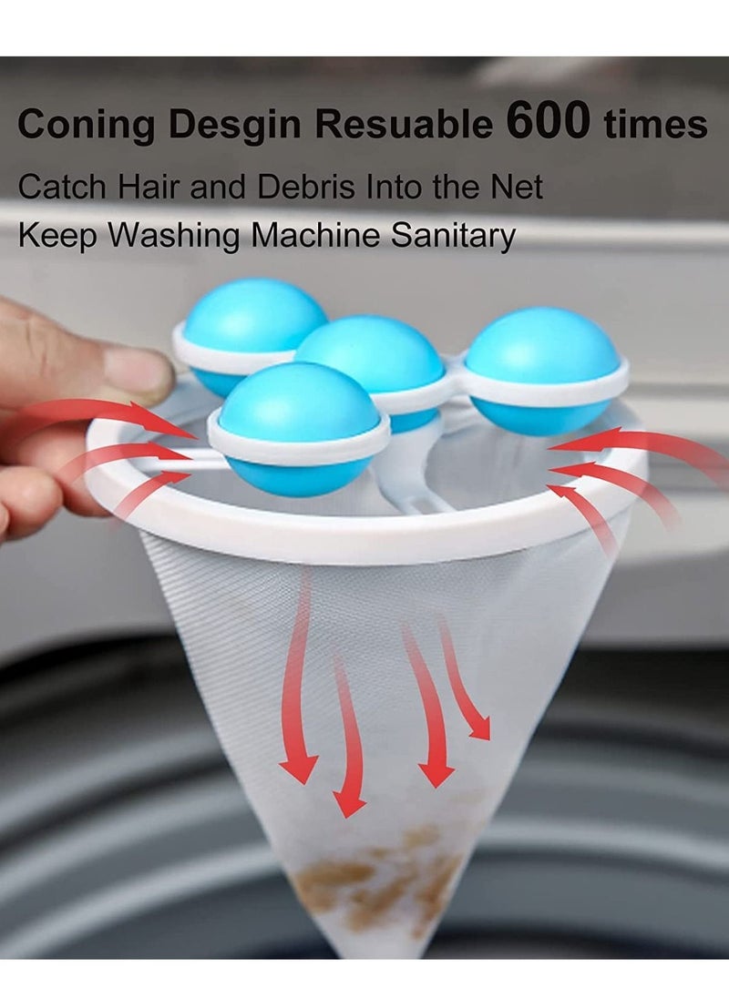 Pet Hair Remover Reusable Lint Catcher Washing Machine Filter Cleaning Mesh Bag Floating for Laundry Durable 4 Pack