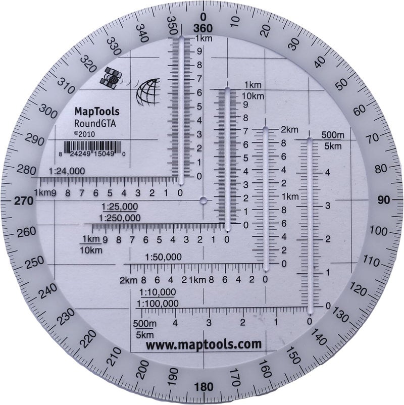 MapTools Round Military Coordinate Scale and Protractor for UTM, MGRS, and USNG Systems - Image 1
