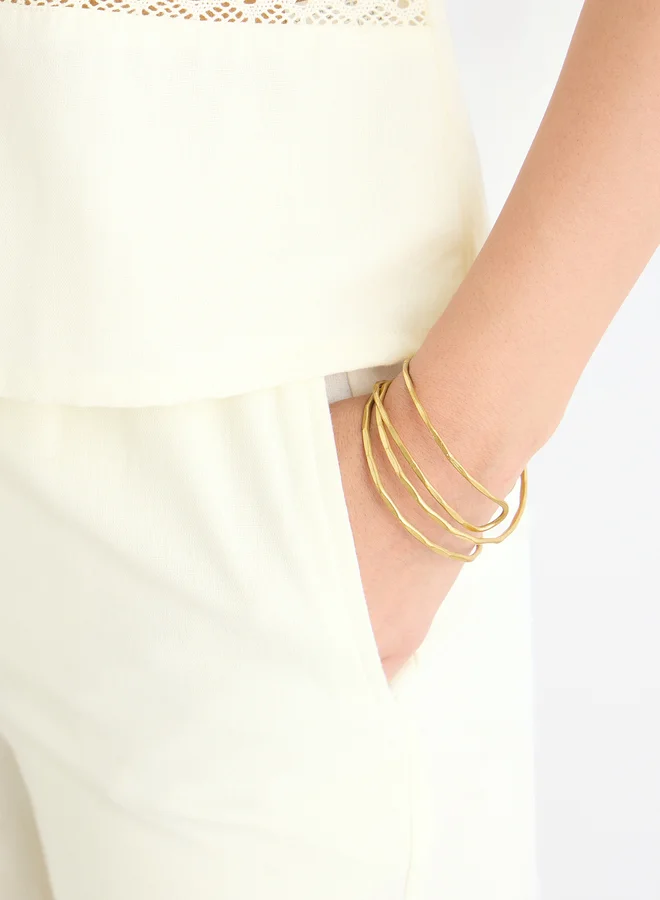 Styli Styli Cream Linen Look Top and Wide Leg Pants Co-Ords
