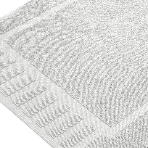 White Classic Luxury Bath Mat Floor Towel Set - Absorbent Cotton Hotel Spa Shower/Bathtub Mats [Not a Bathroom Rug] 22"x34" | 2 Pack | Silver - Image 2