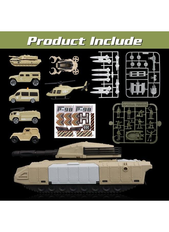 Generic - Military Tank Toy Sets, Army Toys With 7 Vehicles, Army Men Trucks Helicopter Birthday Gift For Boys Age 47, Easy To Store - Image 1