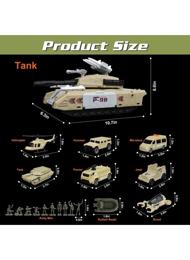 Generic - Military Tank Toy Sets, Army Toys With 7 Vehicles, Army Men Trucks Helicopter Birthday Gift For Boys Age 47, Easy To Store - Image 1