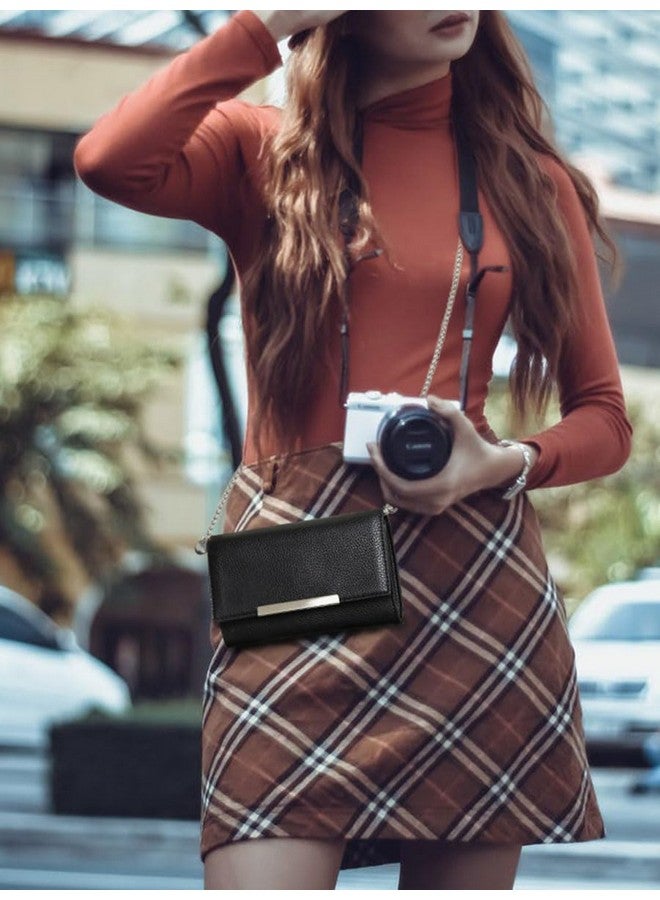 AFKOMST Small Clutch Purses For Women Formal Crossbody Evening Bag And Wristlet Handbags With Chain Strap Black - Image 2