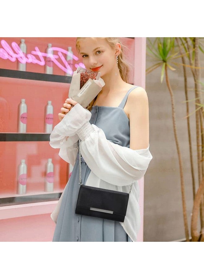 AFKOMST Small Clutch Purses For Women Formal Crossbody Evening Bag And Wristlet Handbags With Chain Strap Black - Image 3