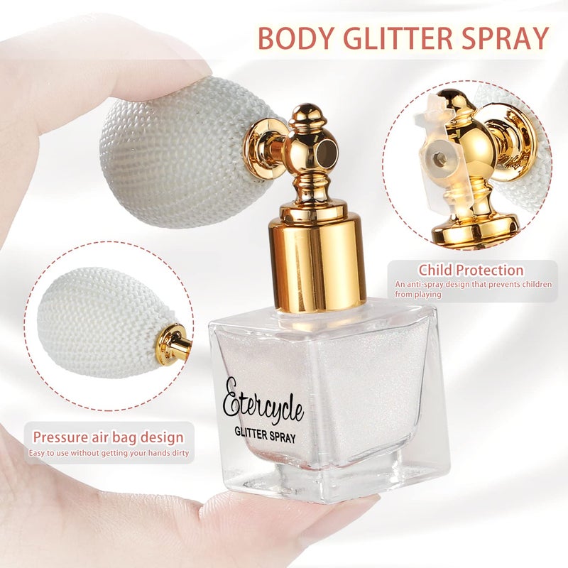 Etercycle White Body Glitter Spray, Shimmering Spray Powder Sparkle Powder, Cosmetic Shimmer Makeup Glitter for Hair and Body Face Clothes Nail Art Craft Design Easter Christmas Halloween Crafts - Image 2