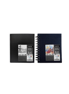 BRUSTRO Brustro Artists Sketch Book A6 Size Stitched Bound 156 Pages 90 GSM, and Sketchbook A6 Size WIRO Bound, 116 Pages, 160 GSM (Acid Free)  - Image 1