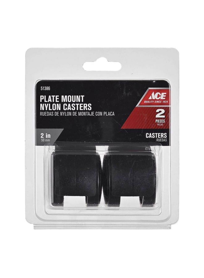 ACE 2-Piece Heavy-Duty Sturdy High-Quality Plate Mount Nylon Casters Black 2 Inch - Image 1