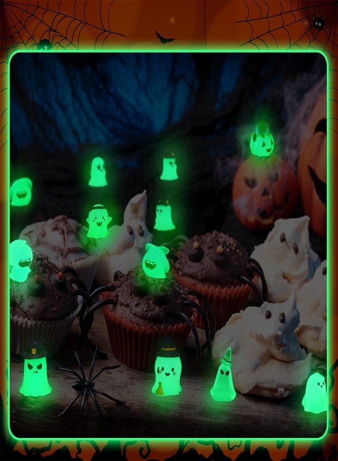 Arrowbash مجموعة أروباش المكونة من 20 قطعة من مجسمات أشباح مصغرة مضيئة في الظلام، مصنوعة من الراتنج، لتزيين حدائق الهالوين الصغيرة، مثالية للحفلات والحرف اليدوية. - Image 5