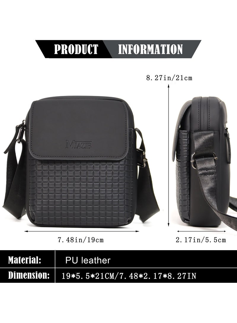 ميزيب حقيبة الجسم المتقاطع للرجال سحابة بكلة جلدية حقيبة مرسال جسم متقاطع حقيبة كتف مقبض خمر الحقائب حقيبة مغناطيسية داينتيك بكلة سوداء - Image 2