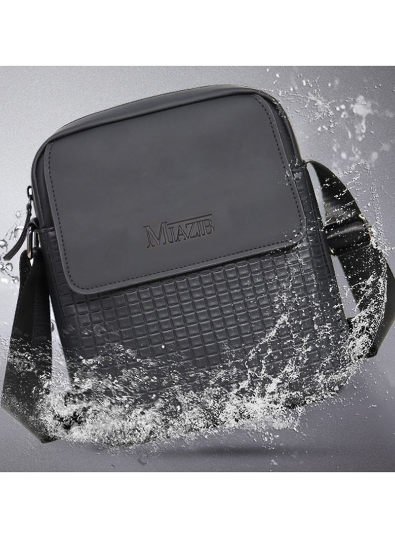 ميزيب حقيبة الجسم المتقاطع للرجال سحابة بكلة جلدية حقيبة مرسال جسم متقاطع حقيبة كتف مقبض خمر الحقائب حقيبة مغناطيسية داينتيك بكلة سوداء - Image 5
