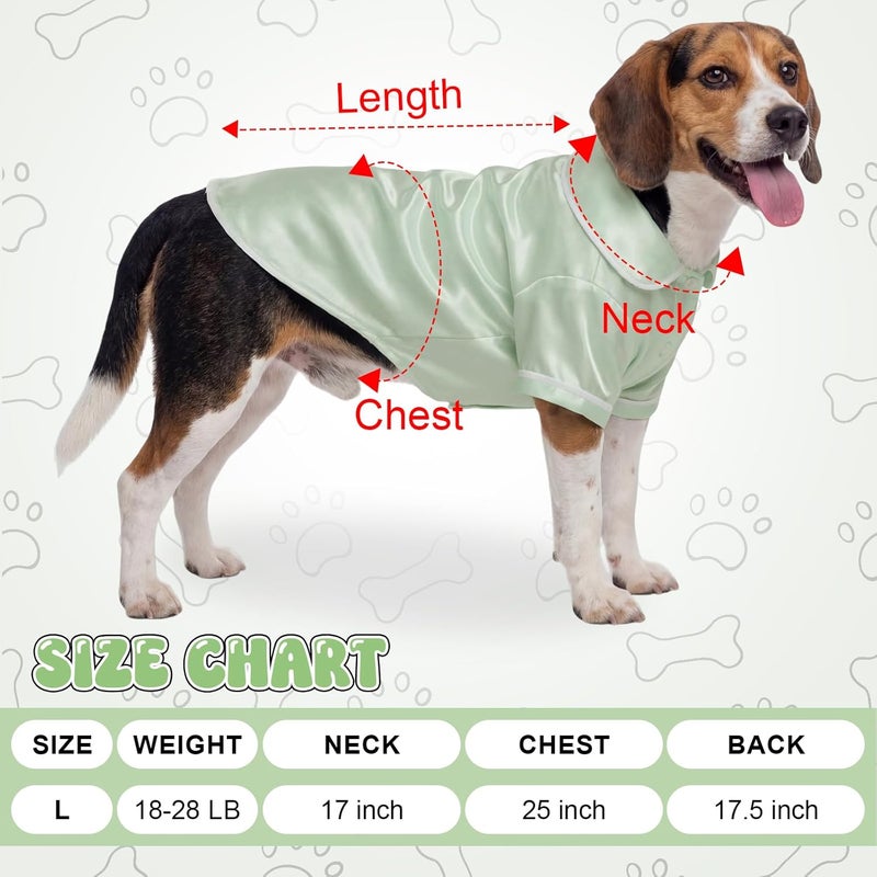 Cosblank Dog Silk Pajamas Shirts Puppy Satin Pjs Pet Sleepwear Soft Faux Silk Lapel Two-Legged for Small Dogs Bridal Party(L,Sage Green) - Image 2