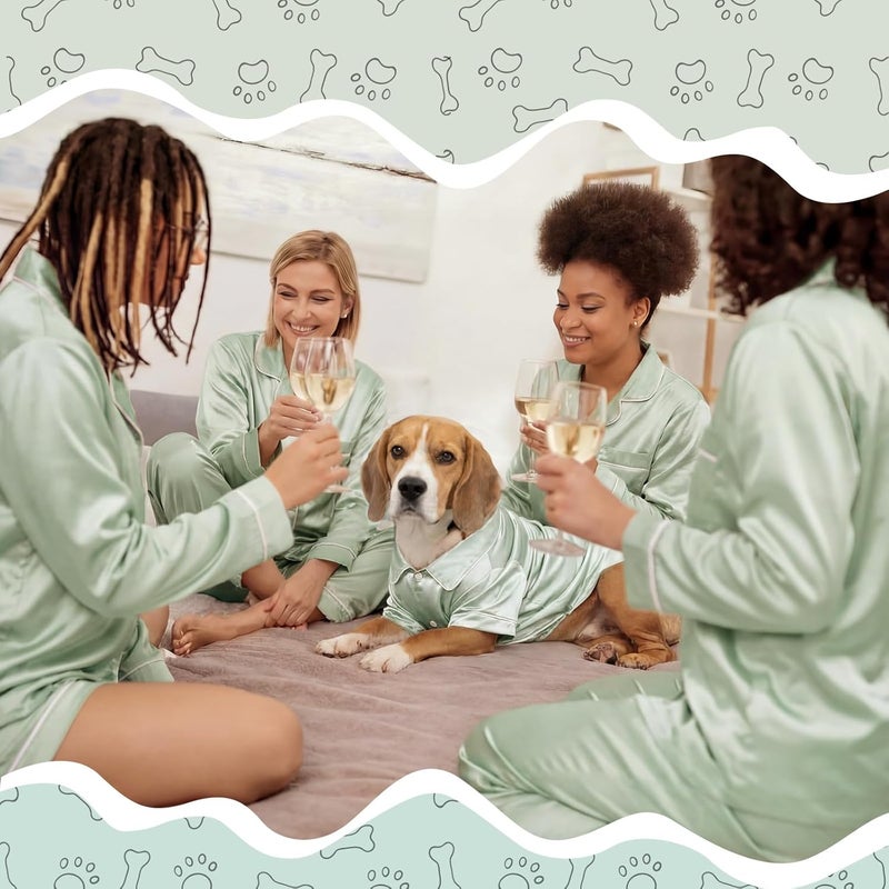 Cosblank Dog Silk Pajamas Shirts Puppy Satin Pjs Pet Sleepwear Soft Faux Silk Lapel Two-Legged for Small Dogs Bridal Party(L,Sage Green) - Image 4