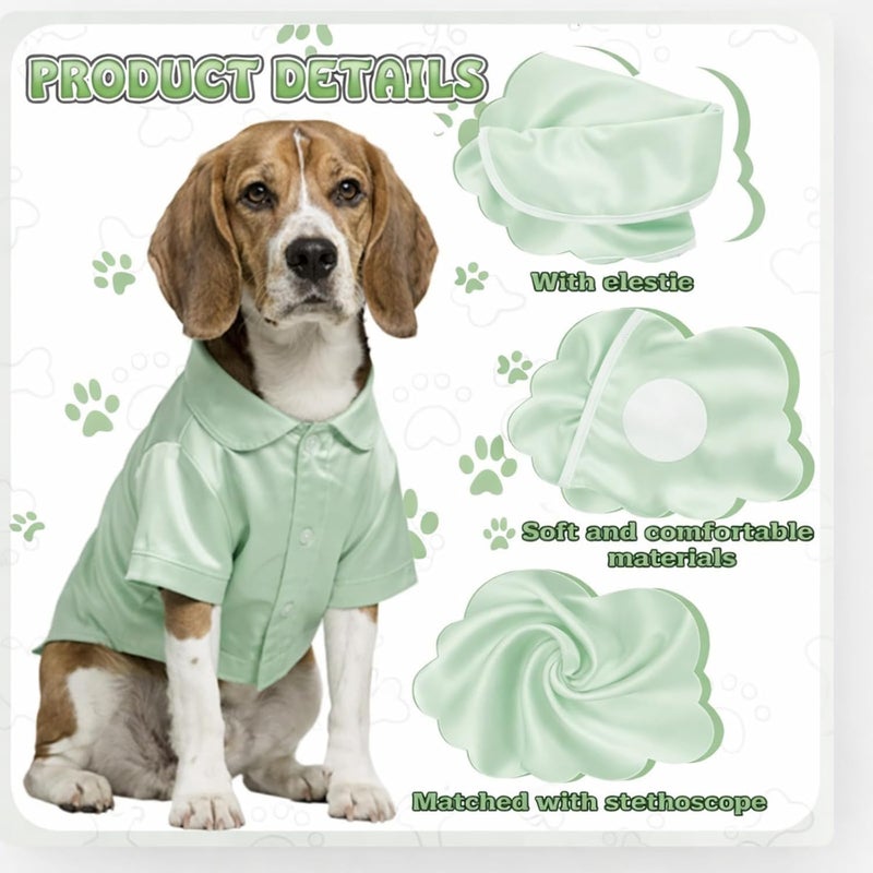 Cosblank Dog Silk Pajamas Shirts Puppy Satin Pjs Pet Sleepwear Soft Faux Silk Lapel Two-Legged for Small Dogs Bridal Party(L,Sage Green) - Image 3