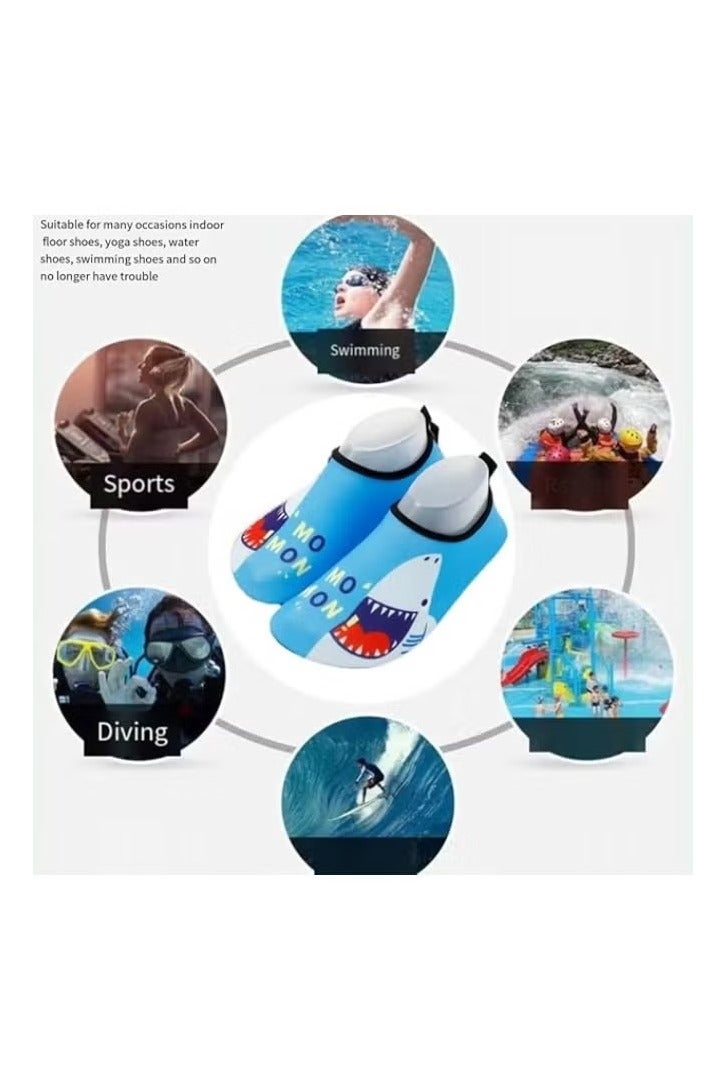 Kids Swim Water Shoes Barefoot Sports Shoes Quick Dry Non-Slip for Beach Surf Aqua Pool Socks for Boys Girls.Children's beach shoes, non-slip, printed, soft sole, outdoor wading shoes, indoor sports shoes.（30-31） - Image 2