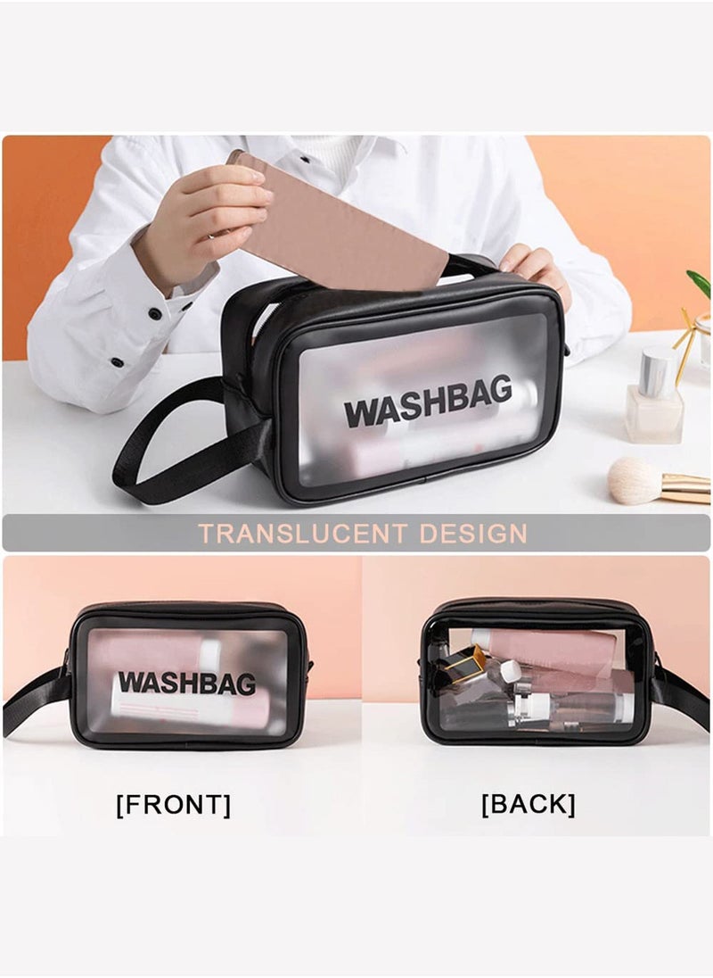 HomarKet 3Pcs Portable PVC Waterproof Cosmetic Bags Clear for Toiletries Transparent Storage Carry Pouch, Toiletry Bags and Cosmetics Organizer for Women Men  - Image 3