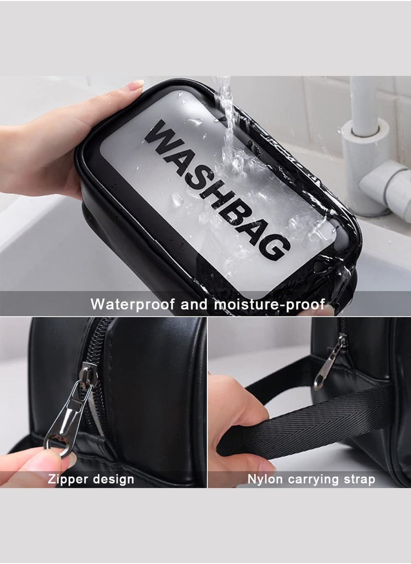 HomarKet 3Pcs Portable PVC Waterproof Cosmetic Bags Clear for Toiletries Transparent Storage Carry Pouch, Toiletry Bags and Cosmetics Organizer for Women Men  - Image 2